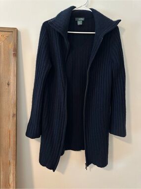 Griffen Cashmere Zip Cardigan in Navy Blue Size Medium
